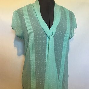 Maurices Sheer Short Sleeve Polka Dot Mint Top